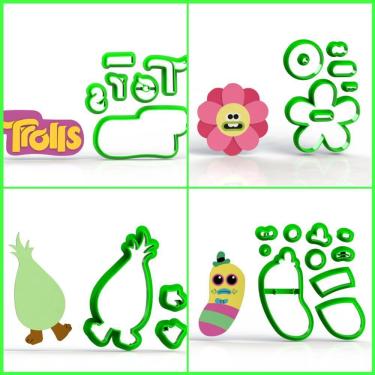 Imagem de Cortador Kit Trolls - 4 Modelos Modulares Mod 1 Tamanho 5 Cm