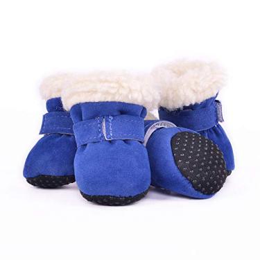 Imagem de Hdwk&Hped Botas de Neve para Cachorros Pequenos Impermeáveis Camurça para Cachorros e Gatos Antiderrapantes Sapatos de Inverno para Animais de Estimação Azul #1