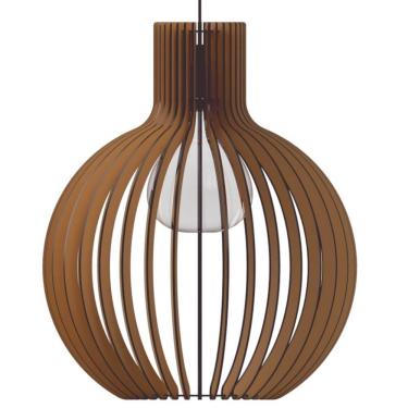 Imagem de Luminária Teto Tipo Pendente Cúpula Mdf - Completa Cor: Marrom