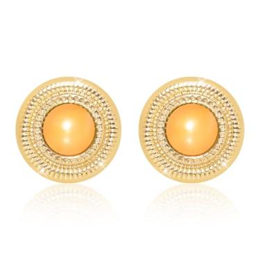 Imagem de LAYWAF Brincos femininos banhados a ouro de pérola sintética, hipoalergênico, de aço inoxidável, disponível em uma variedade de cores peroladas, Yellow Pearl, Cobre Aço inoxidável Acrílico, Pérola