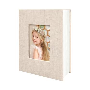 Imagem de HoneyTolly Álbum de fotos 10 x 15 bolsos para presentes de casamento, livro de memórias de capa dura de linho, álbuns de fotos para casamento, família, aniversário, bebê, fotos de férias