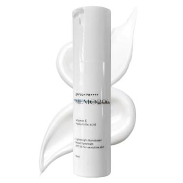 Imagem de MEMO206 Protetor solar FPS 50+PA ++++ 50 ml | Protetor solar leve e não pegajoso feito para pele sensível | Sem gesso branco ou perfume | Com vitamina E e ácido hialurônico