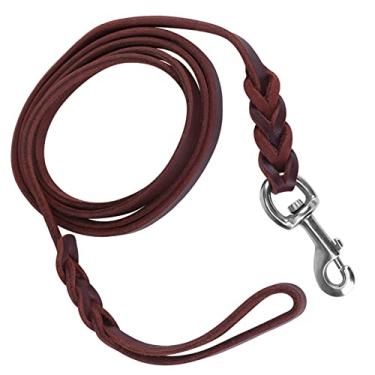 Imagem de HEEPDD Trela ​​de Chumbo para Cães de Estimação, Corda de Couro Trançado, Corda de Segurança para Cães Com Fecho Lagosta para Caminhar, (O comprimento do material é de 1,5 metros e a rede)