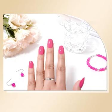 Imagem de Kits de decoração de unhas, cor sólida, conjunto de manicure oval curto reutilizável com cola de gelatina, mini lixa e bastão para acabamento de salão DIY em casa