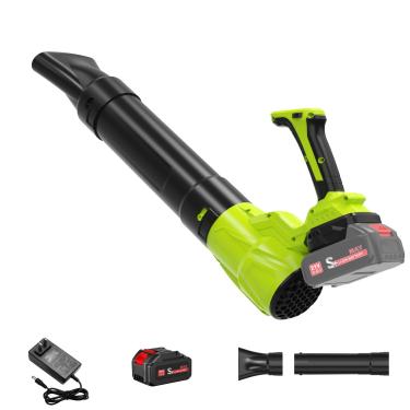 Imagem de Soprador de folhas sem fio, poderoso soprador elétrico de folhas sem fio com 1 bateria, tubo, tela de LED, motor sem escovas, carregador, sopradores de quintal leves para cuidados com o gramado
