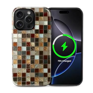 Imagem de Kapadiy Capa magnética para iPhone 16 Pro, compatível com azulejo de mosaico MagSafe elegante design colorido híbrido de proteção dupla de silicone + capa de corpo inteiro à prova de choque de