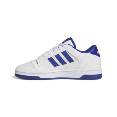 Imagem de adidas Tênis de basquete unissex Break Start, branco/time azul royal/branco, 10 Women/9 Men