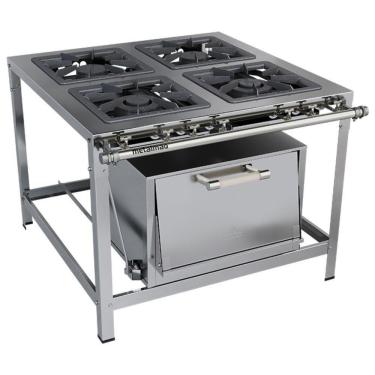 Imagem de Fogão Industrial Stori Premium 4 Bocas 40x40 Com Forno M18 Aço Inox 430 Metalmaq Fogão Baixa Pressão
