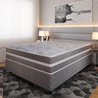 Imagem de Cama Box Casal (138x188) D28 Cinza-branco Prime Topázio Colchões Cinza