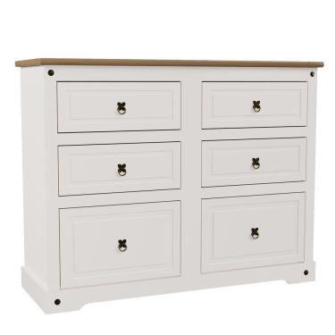 Imagem de Cômoda Corona Mexicana 6 Gavetas Creme/carvalho