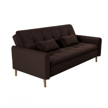 Imagem de Sofá Cama Casal Reclinável Donna - Veludo Marrom Escuro