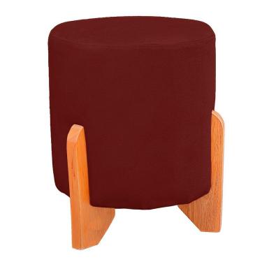 Imagem de Puff Thor Luxo Madeira Maciça Redondo Suede Cor Marsala