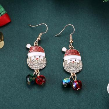 Imagem de Brincos de Natal femininos com pingente de Papai Noel, roupas de Natal, acessórios de bijuteria