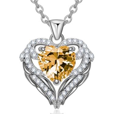 Imagem de Colares com pingente de cristal de pedra do mês de nascimento para mulheres, presente de aniversário dos namorados, dia das mães, colar de namorada, joia de coração de filha, aniversário para ela, ON