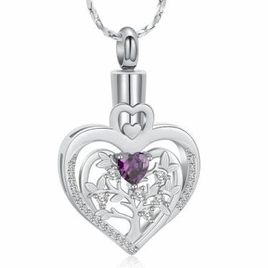 Imagem de Imrsanl Colar de urna de coração árvore da vida para cinzas entes queridos, joia de cremação, memorial funerário, suporte de cinzas, pingente para mulheres, Cobre, Sem Pedra Preciosa