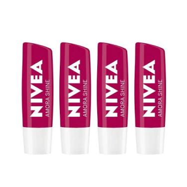 Imagem de NIVEA Hidratante Labial Shine Kit com 4 unidades Amora, Kit