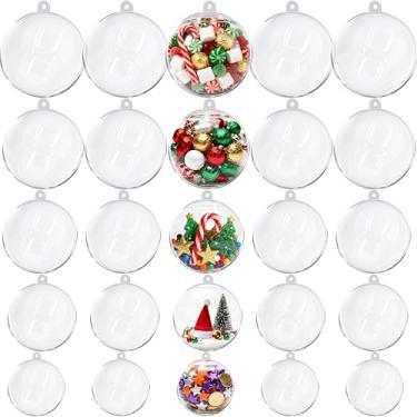 Imagem de OCTERIC 26 bolas de enfeites de Natal preenchíveis em vários tamanhos, grande bola de enfeite de plástico transparente para artesanato DIY, ornamentos transparentes inquebráveis a granel para