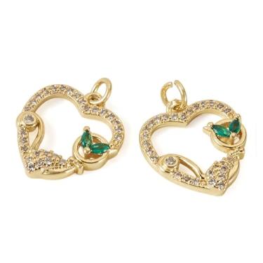 Imagem de Elecrelive Pingentes banhados a ouro 18 quilates com pingente de zircônia cúbica em formato de gato, pingentes banhados a ouro para colar, pulseira, brincos, joias