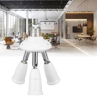 Imagem de Adaptador divisor de tomada de luz 3 em 1 E26 E27 360 graus ajustável giratório 180 graus suporte de lâmpada dobrável com material ABS à prova de fogo para escritório doméstico e hotel