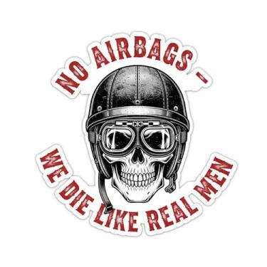 Imagem de No AirBags We die Like Real Men Funny Sticker, Funny Adult Men Humor Bumper Sticker, decalque de vinil 12 cm para garrafas de água, laptop, janela de carro, capacete
