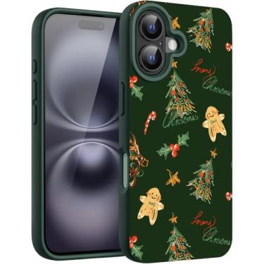 Imagem de YCJACE Capa de telefone de Natal para iPhone Air, design de homem de gengibre verde fosco silicone líquido macio antiderrapante à prova de choque capa protetora de Natal para meninas e meninos 6,1