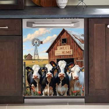 Imagem de BVBOX Capa magnética para lava-louças 58,4 cm L x 66 cm A, capas magnéticas reutilizáveis de geladeira, ímãs de lava-louças, capa decorativa para porta de geladeira, painel adesivos para