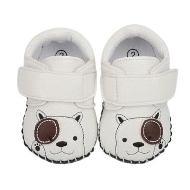 Imagem de Sapatos para bebês meninos e meninas, tênis de primeira caminhada, sola de borracha antiderrapante, com estampa fofa, Urso branco, 12-18 Months Toddler
