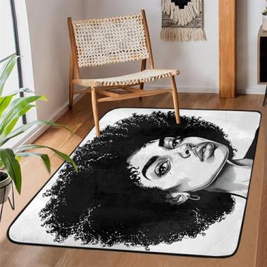 Imagem de Tapete de área para sala de estar, lavável à máquina, branco, preto, feminino, antiderrapante, tapete macio, para sala de estar, quarto, sala de jantar, berçário, cozinha, decoração de casa