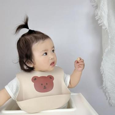 Imagem de Naroote Babador de Alimentação de Silicone Durável para Bebês, Com Bolso Resistente para Coletar Alimentos, Perfeito para Fácil Limpeza e Armazenamento (Urso)