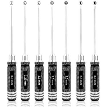 Imagem de GDOOL Conjunto de 7 chaves de fenda sextavadas de 0,9 mm, 1,27 mm, 1,3 mm, 1,5 mm, 2,0 mm, 2,5 mm, 3,0 mm, ferramentas de reparo de controle remoto para traxxas RC carro, drone multieixo, helicóptero