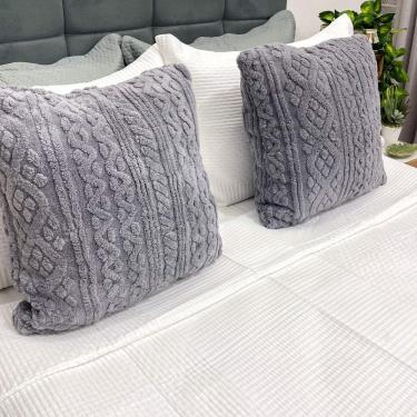 Imagem de Kit 2 Almofadas Comfy 50x50 Franci Tricot Cinza