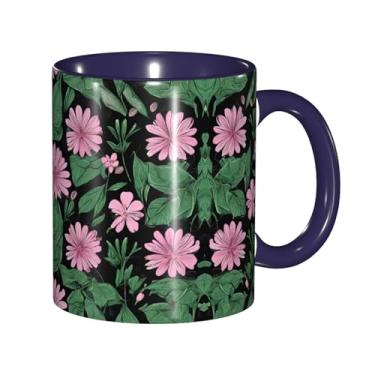 Imagem de Zeraoke Canecas de café criativas coloridas com estampa de folhas tropicais, personalizadas, presente para família, tamanho de 325 ml, unissex