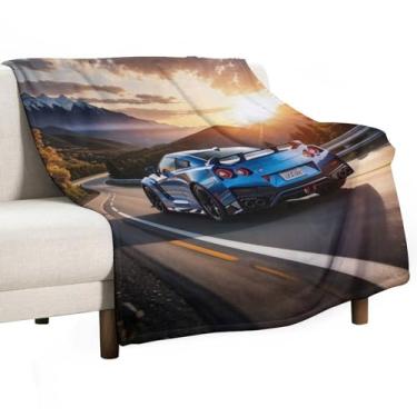 Imagem de HouLaiZhe Cobertor super macio de flanela R35 JDM carro esporte nascer do sol fresco leve cobertor refrescante para sofá-cama cadeira sofá carro viagem ao ar livre leve quente 178 x 203 cm