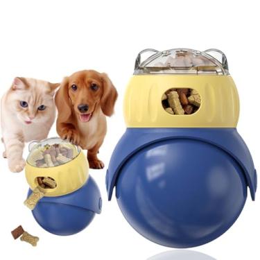 Imagem de NESSICURE Brinquedos interativos para animais de estimação, quebra-cabeça ajustável, dispensador de alimentos para perda de peso, alimentador lento, brinquedo de enriquecimento de bola rolante para