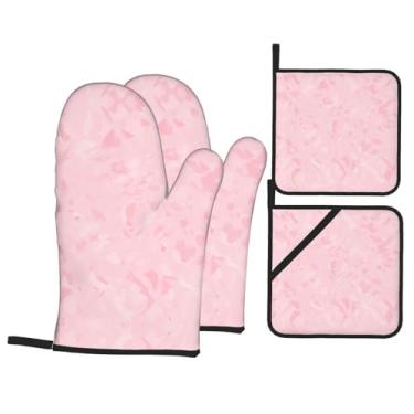 Imagem de Conjunto de luvas de cozinha para assar macarone coloridas com suportes de tampa, luvas de forno resistentes ao calor para manusear panelas quentes, grelhar, churrascos, kit de 4 peças.