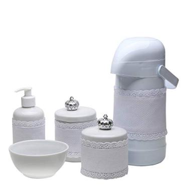 Imagem de Potinho de Mel Potes Garrafa Molhadeira E Porta Álcool-Gel Com Capa Coroa Branco