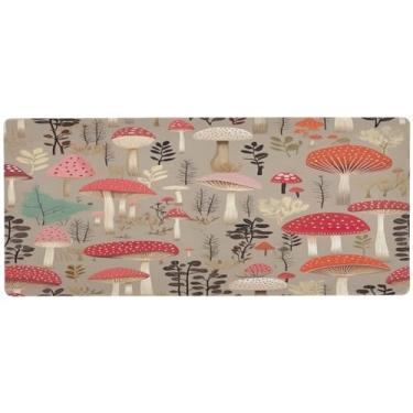 Imagem de Wassud Tapete de mouse cogumelos para jogos com base de borracha antiderrapante, mouse pad longo para teclado de computador com borda costurada, almofada grande à prova d'água para escritório, casa