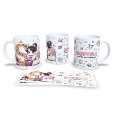Imagem de Caneca Personalizada Amanda, Design Dorama, Anime Kawaii, Cerâmica Branca, com Ilustração de Personagem (S)