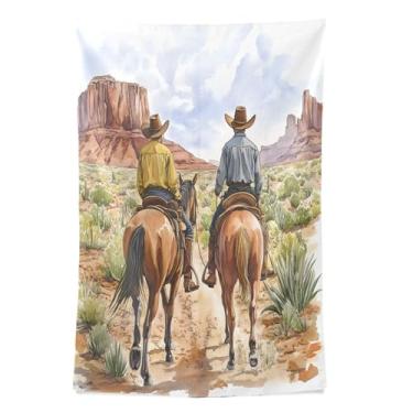 Imagem de STAYTOP Tapeçaria de parede de caubói do deserto norte-americano, tapeçarias para decoração de casa, dormitório, sala de estar, quarto, tapete de parede (90 × 60 pol)