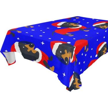 Imagem de Burbuja Toalha de mesa para cães de Natal, toalha de mesa quadrada, anti-rugas, grossa para decoração de jantar, cozinha, festa, 137 x 137 cm