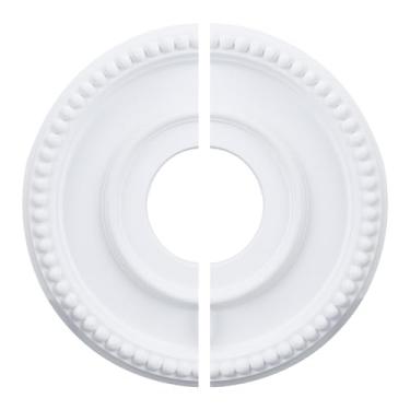 Imagem de NICENEEDED Medalhão de teto PU 315 mm OD x 100 mm ID, placa decorativa de cobertura de teto medalhão de ventilador de teto, flor esculpida branca vintage medalhão de teto de poliuretano