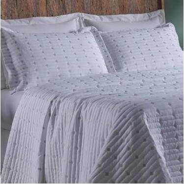 Imagem de Kit Cobre Leito Bordado Fios – Colcha de Cama Solteiro Elegante e Confortável para Quarto (Branco,Solteiro)