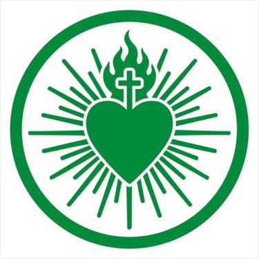 Imagem de Adesivo de recorte Sagrado Coração em Chamas - Diversas Cores e Tamanhos - Para Carro, Vidro, Portas, Paredes Lisas entre outros (VERDE, 44X44 CM)