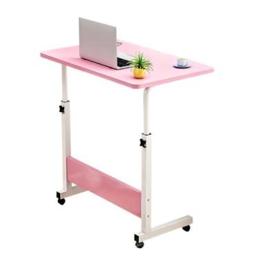 Imagem de Mesa Mesinha Notebook Com Altura Regulavel E Rodinhas Tablet Cama Sofá Ajustavel(rosa)