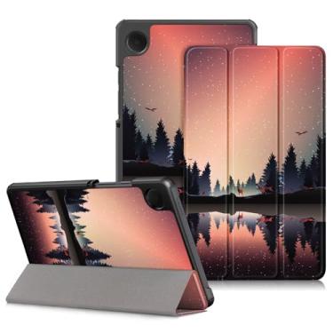 Imagem de DINGGUAGUA Capa para Samsung Galaxy Tab A9 8,7 polegadas versão 2023 para modelo (SM-X110/X115/X117) capa traseira rígida ultrafina e leve com suporte em três dobras, anoitecer