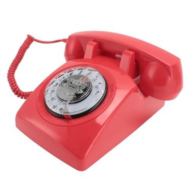 Imagem de Estink Telefone Retro de Disco Vintage Telefone Fixo Estilo Anos 60 de Mesa Antigo Com Campainha Mecânica para Decoração de Casa ou Escritório (Vermelho)
