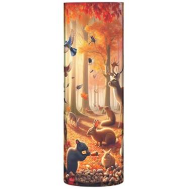 Imagem de Cervo outono animais de plástico vasos altos decorativos bonitos vasos cilíndricos para impressão de flores, decoração moderna de quarto, 30 cm x 9,9 cm