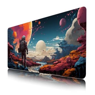 Imagem de Tapete de mouse à prova d'água Galaxy and Space, mouse pad divertido GG para mesa com bordas costuradas, teclado de computador grande, tapete de mesa oficial, mouse pad, 900 x 400 mm