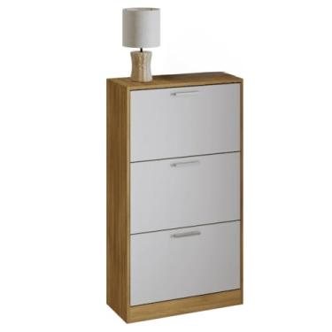 Imagem de Sapateira Multiuso Móvel – Organizador de Calçados até 20 Pares com 3 Portas Basculantes, Ideal para Entrada e Closet (OFF WHITE)