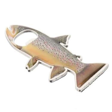 Imagem de OSALADI Abridor de garrafas magnético em forma de peixe truta ímã de geladeira abridor de cerveja acessório de cozinha divertido e funcional